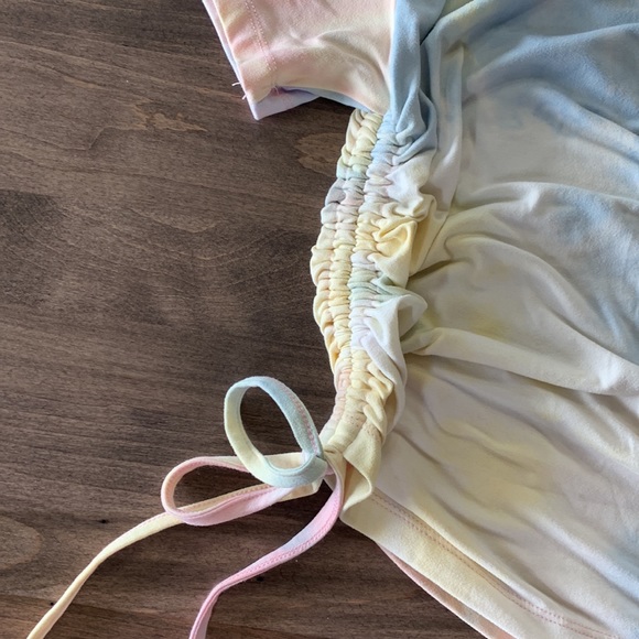 Good Vibes Rainbow Tshirt with Side Ruching - Picture 4 of 4